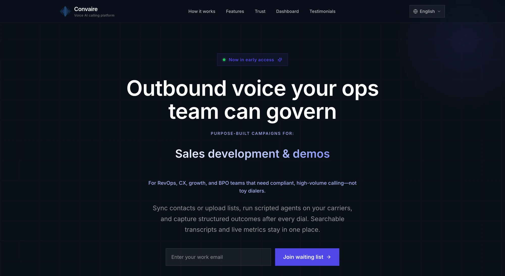 Convaire website preview