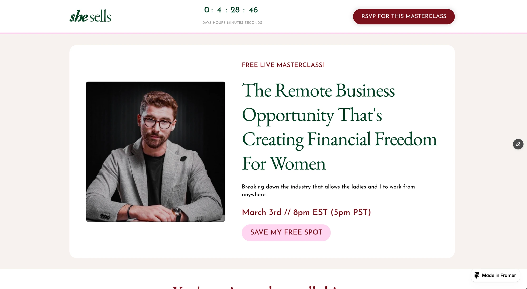 She Sells Academy website preview
